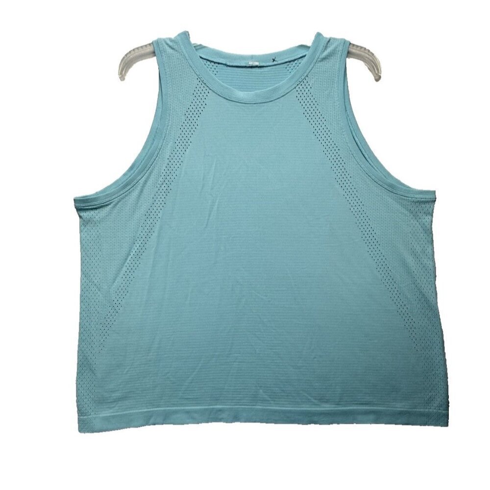 LULULEMON Train To Be Tank Size 14 Light Blue Athletic Perforated Lightweight
